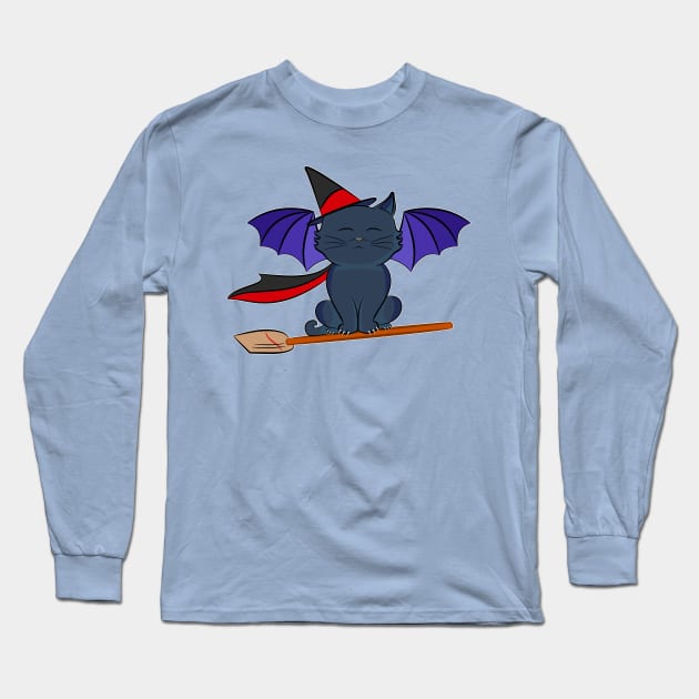 Bewitching Bat-Cat Long Sleeve T-Shirt by CiabattaBatCat